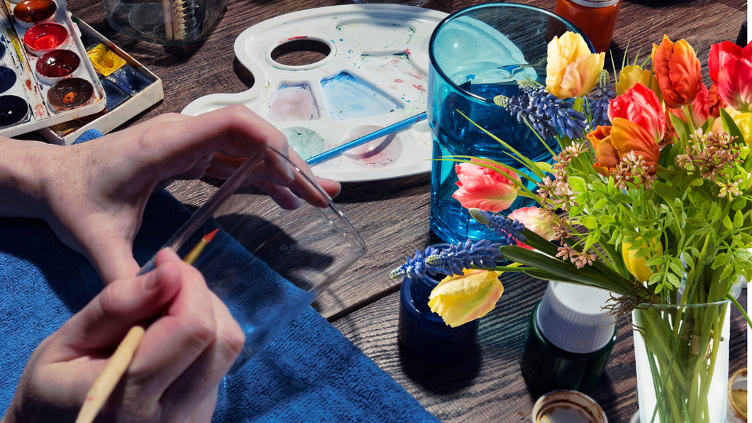 Flower Vase Glass Painting